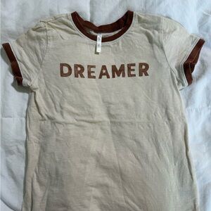 Rylee + Cru Cream Tee with Brown Collar